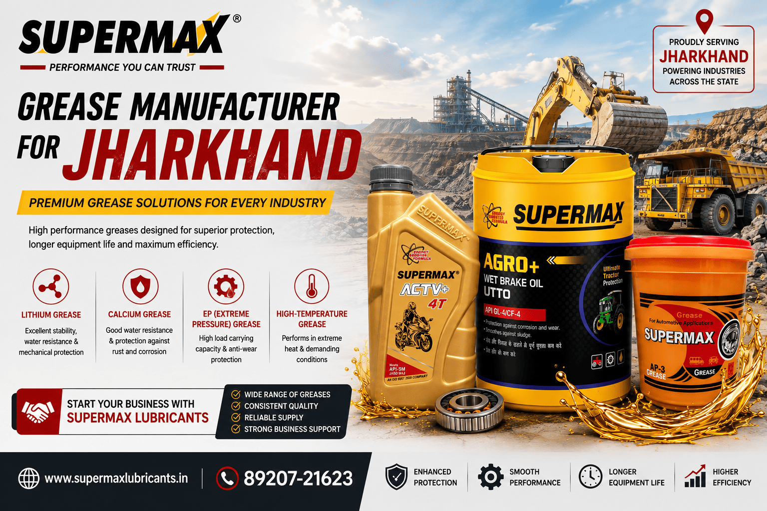 Grease Manufacturer for Jharkhand – Supermax Lubricants