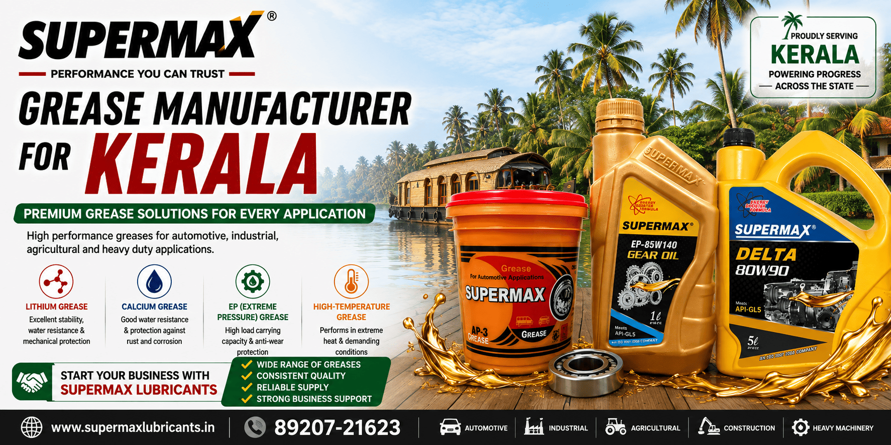 Grease Manufacturer for Kerala – Supermax Lubricants